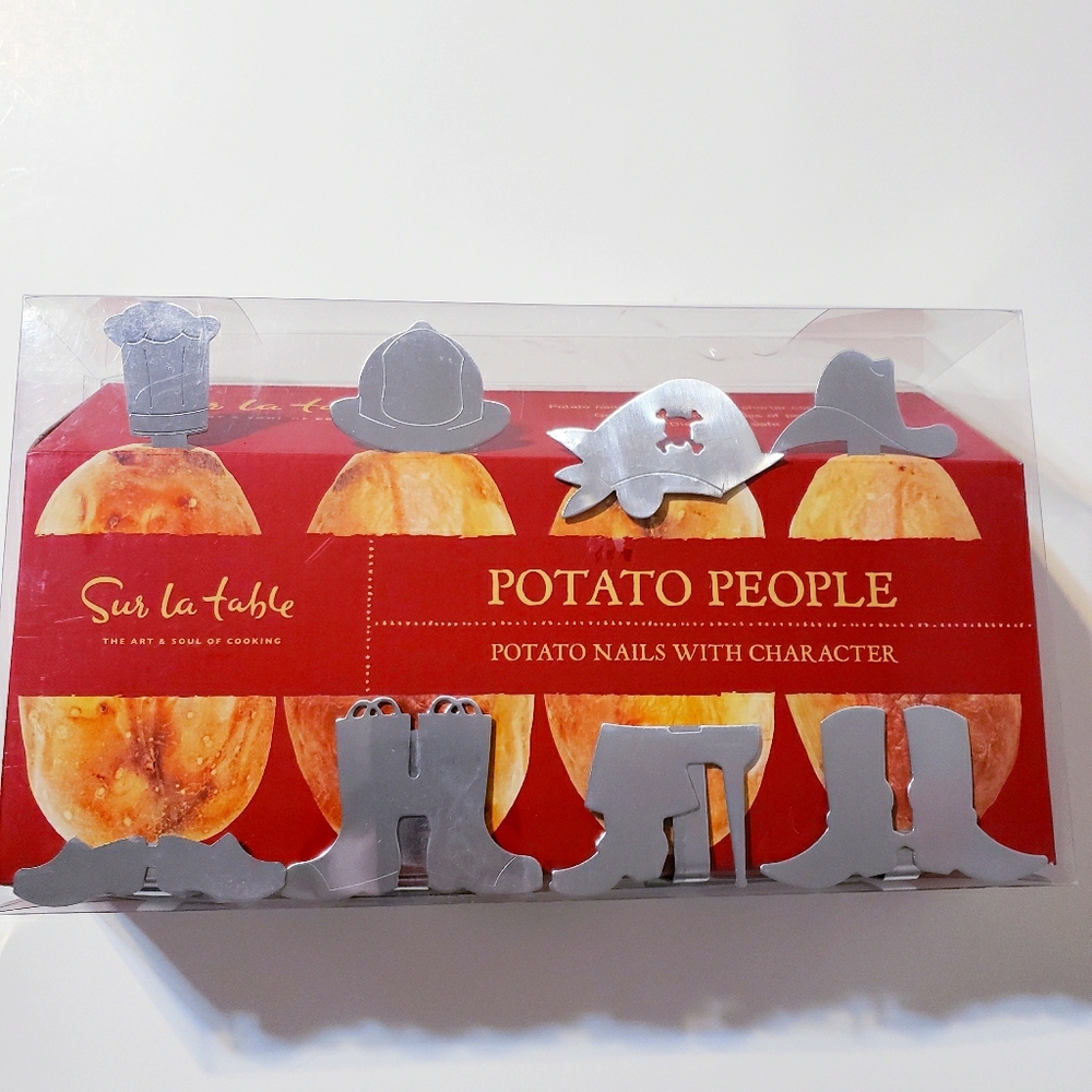NWT Sur La Table Potato People. Stainless Steel BBQ accessory. Set of 4. Gift!